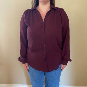 H&M Plum Long sleeve button up blouse